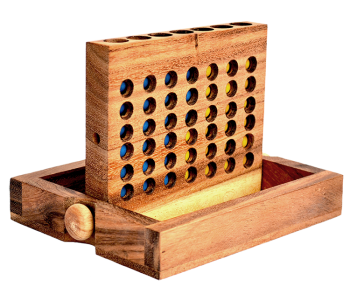 connect four large wooden box, strategy game for 2 player , size 19,5 x 15,5 x 3,5 cm, connect 4 in wooden box Monkey Pod thai wooden games